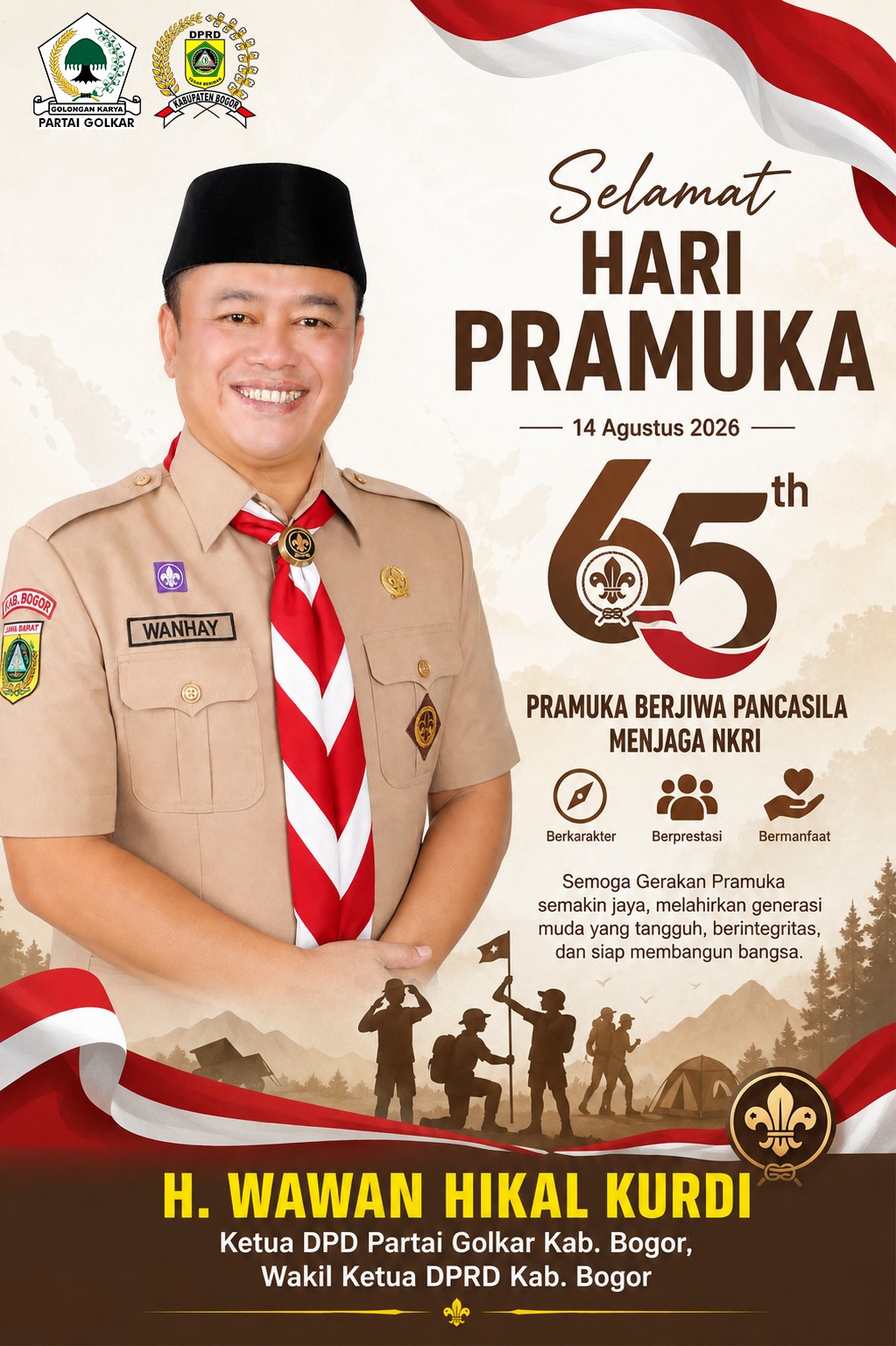 Ketua DPD Golkar Bogor Sampaikan Ucapan Hari Gerakan Pramuka ke-65
